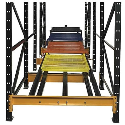 Warehouse Storage Steel Push Back Racking System Inclined Rail Safety Design