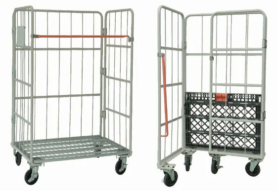 Galvanized Welded Industrial Wire Mesh Containers Metal Wire Mesh Roll Cage Cart