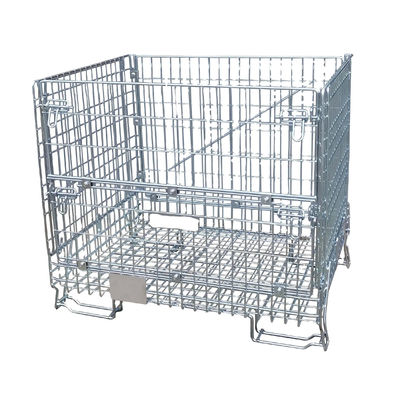 Heavy Duty Collapsible Wire Container Galvanized Metal Warehouse Storage Rolling Cart With Wheels