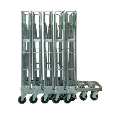 Folding Wire Mesh Steel Nesting Security Roll Cage Trolley For Warehouse Storage