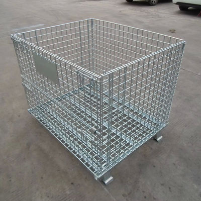 Collapsible Galvanized Storage Bins Foldable Wire Mesh Container With Top Cover Dividers