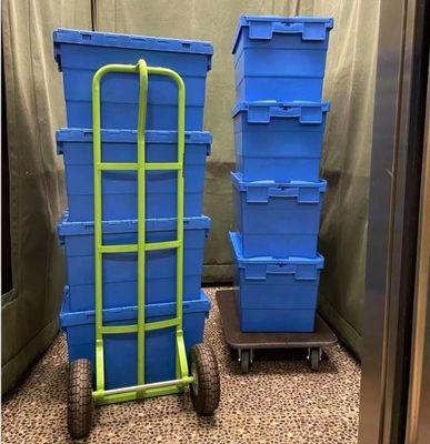 LARGE LOGISTIC PACKAGING MOVING TOTE BOX PLASTIC NESTABLE STACKABLE STORAGE BIN WITH LID