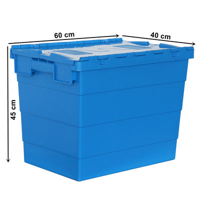 LARGE LOGISTIC PACKAGING MOVING TOTE BOX PLASTIC NESTABLE STACKABLE STORAGE BIN WITH LID