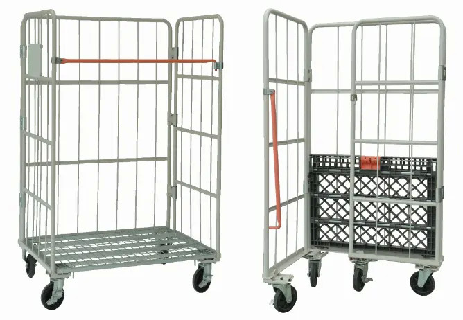 Galvanized Welded Industrial Wire Mesh Containers Metal Wire Mesh Roll Cage Cart