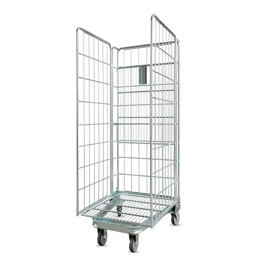 Metal Warehouse Storage Container Nesting Security Roll Container Trolley Cage