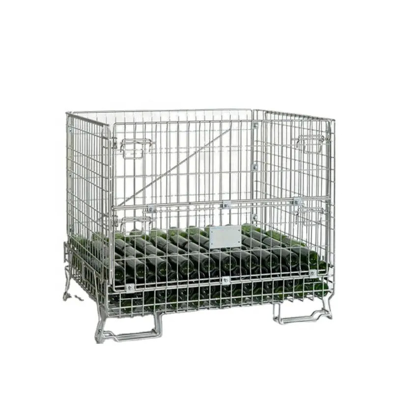 Manipulator Warehouse Storage Container Welding Folding Steel Wire Mesh Pallet Cage